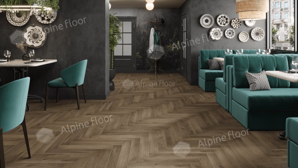 Ламинат "Alpine Floor" Herringbone 12 PRO Дуб Анжу (606*101*12 мм) — купить в Екатеринбурге