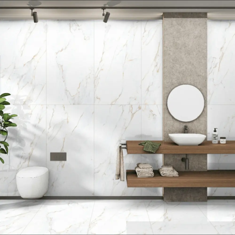 Керамогранит "Sonex" Calacutta cRema Glossy полированный 60x120 см 1.44 м2 цвет белый с бежевыми прожилками — купить в Екатеринбурге