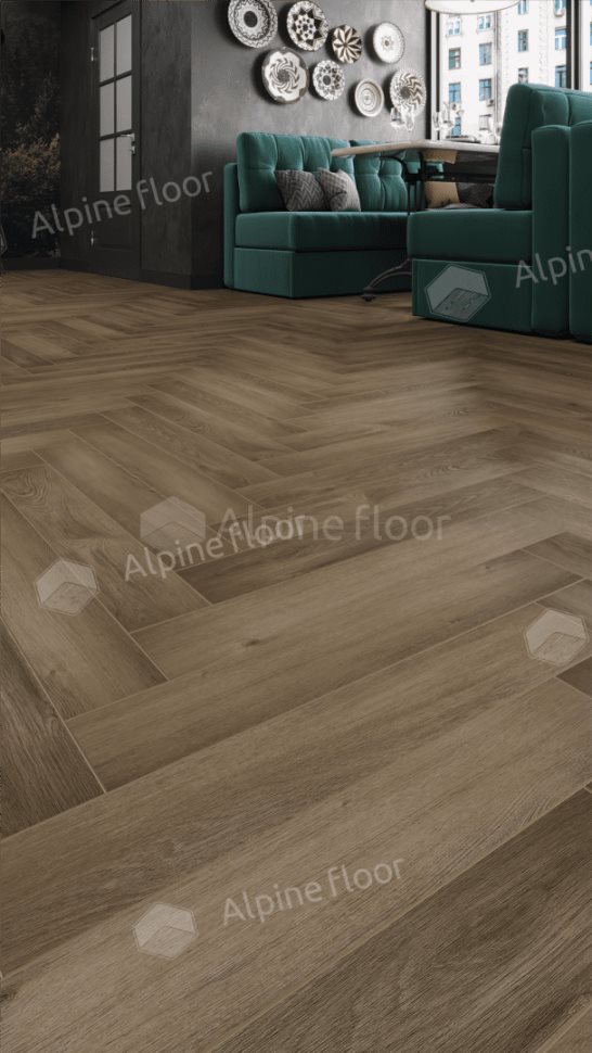 Ламинат "Alpine Floor" Herringbone 12 PRO Дуб Анжу (606*101*12 мм) — купить в Екатеринбурге